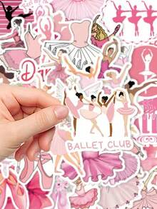 50 张粉色芭蕾女孩贴纸，适用于文具、笔记本、行李箱、笔记本电脑装饰贴纸，适合返校