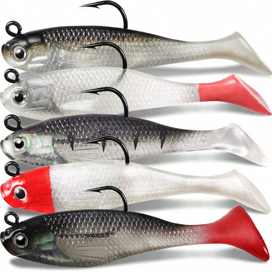Soft Lures, Including Herring-Shaped Minnow Swimbaits, Pre-Loaded Jighead Swimbaits, Suitable For Bass, Trout, Striped Bass, Weakfish, Sinking Jigheads, Freshwater/Saltwater Applicable, Fishing Gift For Men - Multicolor - View 1