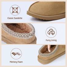 Local Delivery--Women's Slippers Fuzzy Cozy Short Ankle Shoes Indoor And Outdoor Mules Furry Warm House Slippers For Woman Cute Fluffy Clogs - 杏色 - 查看 3