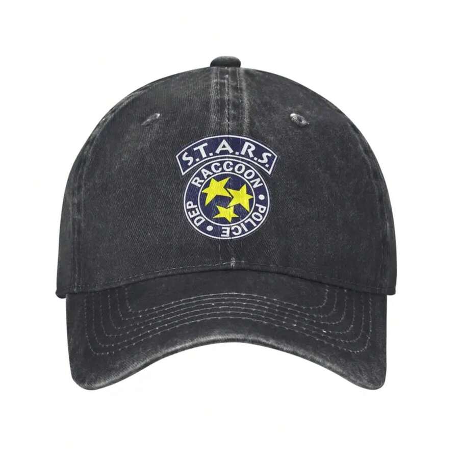 Gorra de béisbol con logo de estrellas, gorras de béisbol para hombres del juego , sombreros vaqueros vintage para exteriores de verano con ajuste regulable - Negro - Ver 1