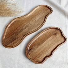 木制托盘，实木甜品托盘，可爱造型托盘，适用于水果，面包，小吃，寿司，多功能盘子，杯盘，下午茶桌，家庭餐厅，厨房用品，餐桌装饰木盘