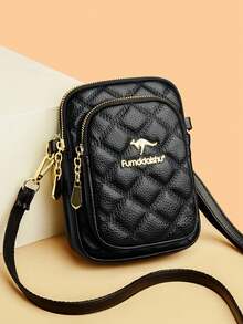 时尚小单肩包，简约多功能拉链斜挎包，女士户外手机袋 - 黑色 - 查看 1