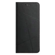 Funda con tapa para teléfono con patrón de color bloque para Galaxy, Redmi, Honor, Oppo, con cierre magnético y base plegable