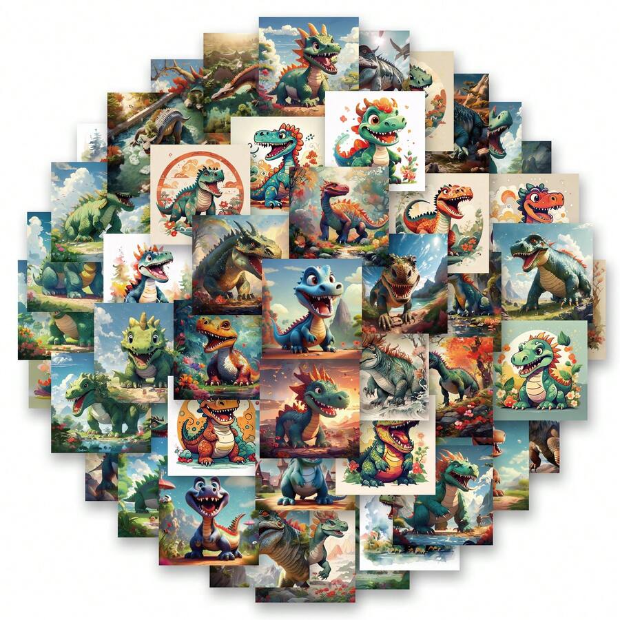 61 件恐龙原创贴纸乙烯基美学贴纸剪贴簿、日记、保险杠、滑板、水瓶、卡通、安全帽、汽车贴纸和贴花 - 彩色 - 查看 1