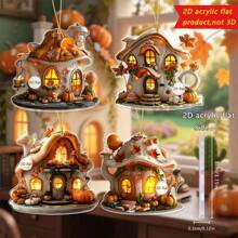 1pc Halloween Pendant Creative Pumpkin House Shape Bag Key Car Rearview Mirror Decoration Decoration Home Decor A Perfect Gift For Friends And Family.