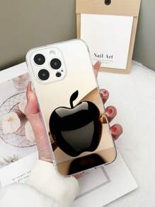 1 pieza Funda de teléfono 3D de TPU transparente y resistente a golpes con diseño de manzana negra pintada a color compatible con iPhone 15/15Pro/15Plus/15ProMax/16/16Pro/16Plus/16ProMax, Galaxy S23 Ultra/A14/A24, Redmi Note12Pro, Pixel 8/8Pro