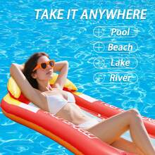 Giường phao hồ bơi cho người lớn, Giường phao hồ bơi bơm hơi, Giường phao có tựa đầu, Thích hợp cho bãi biển, hồ, hồ bơi, Giường phao hồ tắm nắng, Giường ghế nổi di động, Dùng khi đi du lịch, Bồn tắm nước nóng hồ bơi, Hồ, Ghế lưới nổi cho kỳ nghỉ trên bãi biển, Dành cho người lớn Màu xanh/hồng, Đồ dùng cần thiết cho bãi biển, Phụ kiện bãi biển - Nhiều màu - Xem 8