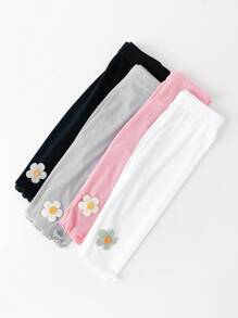 2 pares de mallas de 7 puntos para niñas, leggings de seda de hielo, leggings de 7/8 de confort fresco para niños pequeños - excelentes para capas de verano