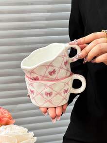 1 bộ cốc và đĩa sứ nơ hồng, cốc dễ thương, cốc cà phê, tách trà cho gia đình, văn phòng, quà tặng cho bạn nữ - Nhiều màu - Xem 7