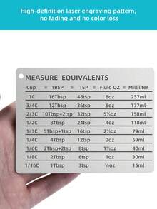 1pc Measurement Conversion Chart Refrigerator Magnet, Baking Measuring Cups Scale Plate Accessories Professional Kitchen Measurement Conversion Chart For Cups Best Gifts Birthday Graduation - Silver - View 2