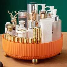 Makeup Perfume Organizer Tray 360° Rotating Lazy Susan, Spinning Organizer And Skincare & Cosmetics Storage With Large Capacity - 橘色 - 查看 1