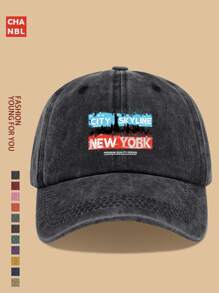 1 Stück "NEW YORK" Mütze mit witzigem Muster und NYC Skyline Grafik, modisches Design Hip-Hop, schwarze LKW Fahrer Mütze, atmungsaktiv & bequem, unisex Retro weiche Crown verstellbar Kappe, geeignet für alle Jahreszeiten, ideal als Geschenk für Stadtpatrioten, Outdoor Radfahren, Sport, Wandern, Angeln, Urlaub