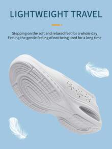 New White Slip-On Nursing Shoes For Women, With Elastic Bands, Air Cushion Anti-Skid Anti-Static Soft & Comfortable Casual Shoes, Breathable Closed-Toe, Slip-On, Shock-Absorbing & Wear-Resistant Soft Sole, Ultra-Light & Insulated Work Shoes, Multipurpose Medical Shoes, Suitable For Indoor And Outdoor Use - White - View 11