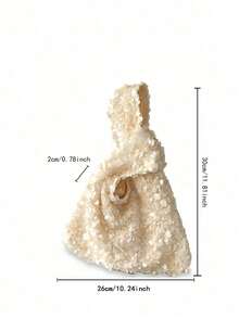 Bling Sequin Wristlet Bag For Women, Versatile Fashion Retro Style Handbag - Beige - View 5