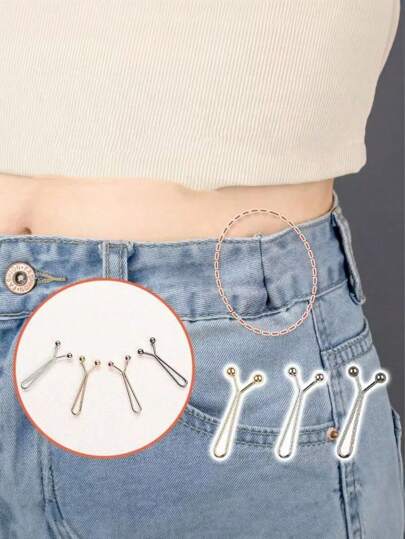 4 buc cataramă reglabilă invizibilă pentru talie, blugi la modă și accesorii vestimentare, ușor de utilizat, design subțire pentru un confort sporit și o aplicare versatilă - vizionați videoclipul produsului pentru a afla cum se utilizează
