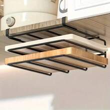 1pc Non-Drilling Kitchen Cabinet Storage Rack - Multi-Function Metal Organizer Shelf, Suitable For Cutting Board, Easy Installation, Space Saving Design, Ideal For Kitchen & Dining Room, Metal Wall Mount Rack, Practical Shelf