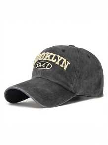 Gorra de béisbol con bordado de letras 'Brooklyn 1947' con efecto desgastado vintage, gorra snapback versátil y casual unisex, de talla ajustable, apta para todas las estaciones