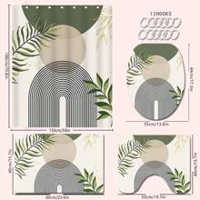 1/4 Stücke Set Salbeigrüner Boho Mittelalter-Themen Badezimmer Duschvorhang, Badematte, U-förmiger Toilettendeckel, wasserdichter Duschvorhang Badezimmer Dekoration, moderne Vorhangteiler, ohne Bohren, Polyester, maschinenwaschbar Schulanfang