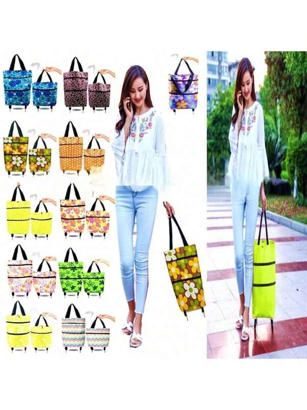 Multi-Functional Sports & Travel Foldable Wheeled Bag, Supermarket Folding Trolley Bag, Home Portable Shopping Cart, Luggage Cart, Camping Storage Bag