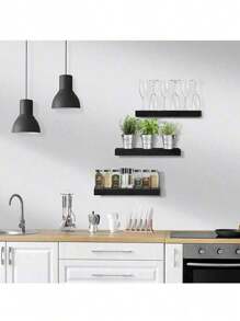 2 Pcs Floating Shelves Wood Wall Mounted Shelf Picture Ledge Display Racks Spice Racks Decorative Wall Shelves For Bedroom Living Room Kitchen Home Office