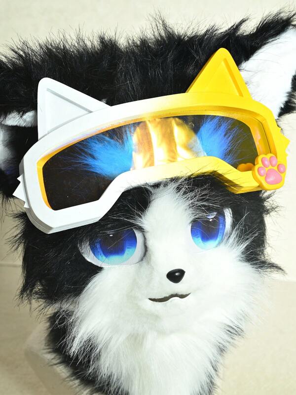 Accesorios de vestuario ajustables impresos en 3D con diseño de prendas peludas, accesorios de disfraz de animal con cabeza, garras de gato, orejas de gato, gafas de disfraz y complementos para vestirse