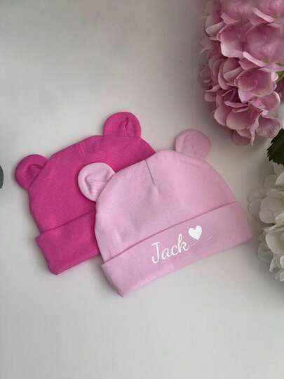 1pc Customized Baby Name Newborn Hat, For Daily Use Of Baby Boys & Girls, Scratch-Resistant & Warm, Suitable For All Seasons, Personalized Embroidered Name Beanie, Baby Shower Gift, Gift For Kids, Ideal Gift For Baby Shower, Gift Supplies,Hair Accessories For Kids ,Age-Appropriate, Newborn Announcement Prop