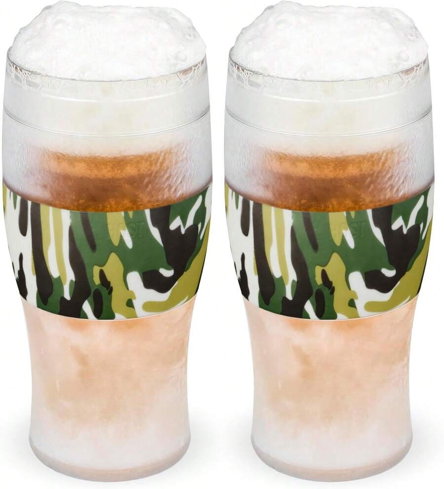 Host FREEZE Beer Glasses, 16oz Frozen Mugs, Freezable Pint Glasses, Father'S Day Present, Birthday Gifts For Dad, Beer Gifts, Set Of 2, Gray - Camo - View 1