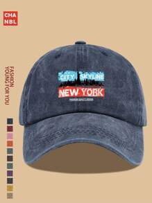 1 Stück "NEW YORK" Mütze mit witzigem Muster und NYC Skyline Grafik, modisches Design Hip-Hop, schwarze LKW Fahrer Mütze, atmungsaktiv & bequem, unisex Retro weiche Crown verstellbar Kappe, geeignet für alle Jahreszeiten, ideal als Geschenk für Stadtpatrioten, Outdoor Radfahren, Sport, Wandern, Angeln, Urlaub
