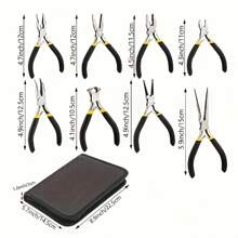 Set de 8 piezas de alicates multifuncionales, que incluyen alicates de aguja redonda, alicates de corte superior, alicates de alambre, herramientas de mantenimiento para interiores y exteriores, kit de herramientas DIY, kit de alicates para joyería para hacer y reparar joyas DIY