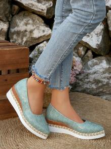 Women's New Fashion Platform Thick Sole Solid Color Pointed Toe Slip-On Outdoor Casual Comfortable Lightweight Flat Shoes
