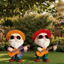 1 pièce Figurine d'un vieillard jouant de la guitare dans un jardin, élément de décoration artistique pour créer une scène miniature sonore, un beau cadeau