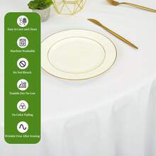 6 Pack White Round Tablecloths For 4FT / 6FT / 8FT Tables – 60", 90", 120" Polyester Round Table Cloths, Stain & Wrinkle Resistant, Washable Fabric Table Covers For Wedding, Party, Dining, Banquet & Event Decor - trắng - Xem 5