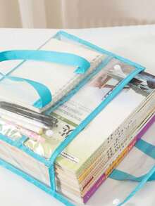 1pc Large-Capacity Portable Folder, Transparent Waterproof Hand-Held Bag, Handheld Expandable Folder, File Storage Bag Inserted Into Organizations, Office Supplies, Student File Bag School Supplies, School Supplies,Back To School