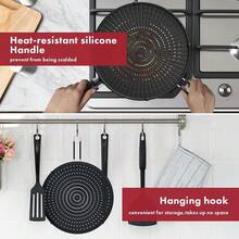 New  Silicone Splatter Screen For Frying Pan Suitable For 13" Pans, Multi-Use Grease Splatter Guard Heat Ristant To Hot Oil Food Safety Oil Splash Guard - Black - View 7