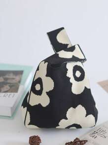 1 pieza de Bolso de mano con patrón de rayas de estilo trenzado, de material de poliéster, muy adecuado para adolescentes, damas, niñas, estudiantes, trabajadores de cuello blanco. Apto para compras, vacaciones, viajes, fiestas, trabajo, exteriores. Puede almacenar teléfonos móviles, llaves, lápices labiales, cosméticos, monedas, artículos pequeños, productos de cuidado de la piel y otros artículos personales