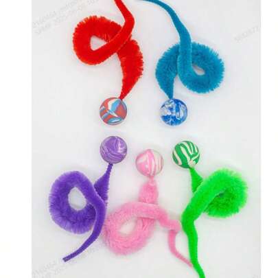 Elastic Ball Plush Caterpillar Shaped Cat Toy, Self-Playing Pet Toy