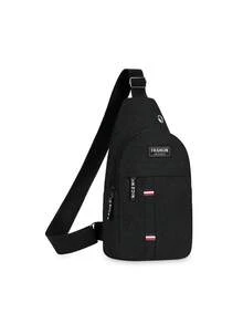 男士户外胸包运动单肩斜挎包轻便休闲腰包日常旅行通勤街头 - 黑色 - 查看 7