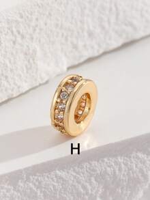 1pc Copper Gold-Plated Color-Preserving Purple Rhinestone Inlaid Spacer Bead Barrel Bead Crystal Pearl Bracelet DIY Accessory Loose Parts - Yellow Gold - View 10
