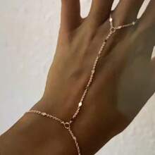 1 pieza Pulsera de cadena plana de moda, minimalista y elegante, adecuada para verano, viajes, citas, fiestas, joyería de verano, joyería occidental, accesorios de playa, bolas, playa, verano, joyería, accesorios