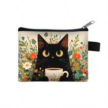 Cute Cat Compact Wallet, Exquisite Unique Coin Purse, Zipper Coin Pouch, Portable Pocket Wallet, Key Holder Wallet, Mini Wallet, Coin Bag, Small Cash And Credit Card Organizer, Suitable For Travel, Daily Shopping, Back To School Essential, Gift For Teachers And Friends - Green - View 14