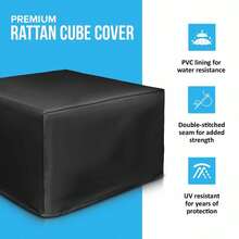 Heavy Duty Outdoor Waterproof Garden Patio Furniture Cover For Rattan Table Cube Outdoor - 黑色 - 查看 3
