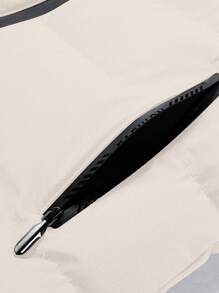 男士休闲加厚棉衣背心夹克，简约百搭宽松无袖外套，适合冬季和秋季 - 卡其色 - 查看 9