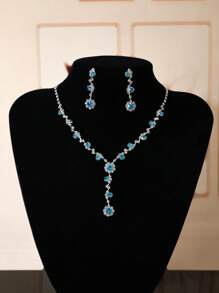 1 Set Elegant Style Bridal Necklace & Earring Jewelry Set, Fashion Accessories, Suitable For Wedding Events, Cosplay Costume Props And Attires