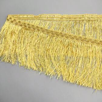 Gold-Color S-Shape Ripple Lace Tassel Trim, Gold Metallic Lace Fringe, Dense Tassel Trim, Suitable For Latin Dance Costume Decor, DIY Decorations, Party, Holiday