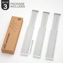 HiYZ Expandable Drawer Dividers - 12.6-22.8'' Adjustable Drawers Organizers For Kitchen Utensils, Drawer Separators In Bedroom, Dresser, Office, Bathroom, Fridge, 3 Pack Long Dividers-Gray