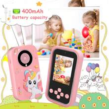 Juguete de smartphone para niños con pantalla IPS de 2,4'' y cámara dual, teléfono de aprendizaje educativo para niñas y niños de 3 a 10 años, incluye juegos, reproductor de música, reloj despertador y funda de silicona suave, regalo perfecto para Navidad y cumpleaños (con tarjeta de 32GB)