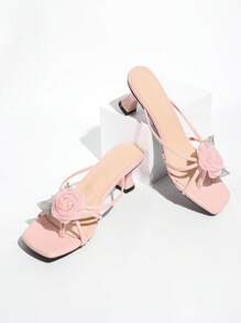 2025 Summer New Soft Leather Square Toe Sandals, Slip-On Cat Heel Flip Flops, Versatile Thin Strap Thong Sandals For Women, Elegant For Party, Wedding