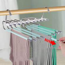 3 Stücke Mehrschichtige Hosen Aufbewahrungsregal, moderner minimalistischer grüner Edelstahl multifunktionaler faltbarer Lagerungsständer mit rutschfesten Rohren und Aufhängelöchern zum Aufbewahren von Hosen, Krawatten, BHs, Handtüchern, platzsparend für Kleiderschrank/Wäschetrocknung, praktisch