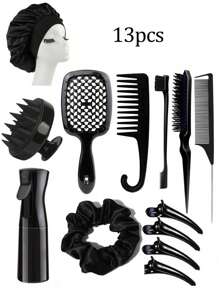 15 Piezas Juego de Cepillos y Peines para Peinado, 3/13 Piezas Peines, Peines de Púa, Peines de Cola de Rata, Cepillos de Bordes, Cepillos de Cabello, Rociador de Alta Presión, Horquillas, Anillos para el Cabello, Peines de Dientes Anchos, Gorros de Baño, Trenzadores de Cabello, Adecuado para Todo Tipo de Peinados, Vuelta al Colegio, Esenciales de Viaje y Vacaciones, Accesorios de Cabello para Mujeres