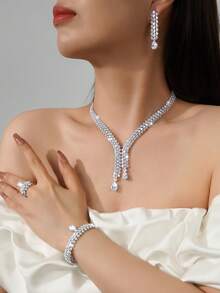 5 sztuk luksusowych błyszczących zestawów biżuterii z cyrkonii sześciennych w stylu bliskowschodnim, w tym kolczyki, pierścionek, bransoletka, naszyjnik, odpowiedni dla kobiet na wesele, imprezę, święta